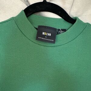 Anthropologie Maeve Vibrant Green Crewneck Shirt